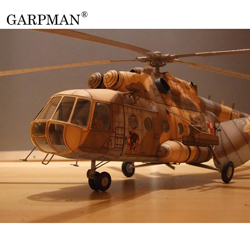 1:33 Lengyelország Mi-17-Es szállító Helikopter 3D Papír Modell Kézzel készült DIY Papercraft - 0