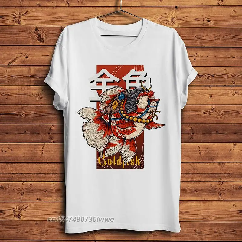 Japán Hagyományos Stílusú Aranyhal Szamuráj Vicces Tshirt Férfiak Ünnepi Alkalmi Póló Unisex Streetwear Tee - 0
