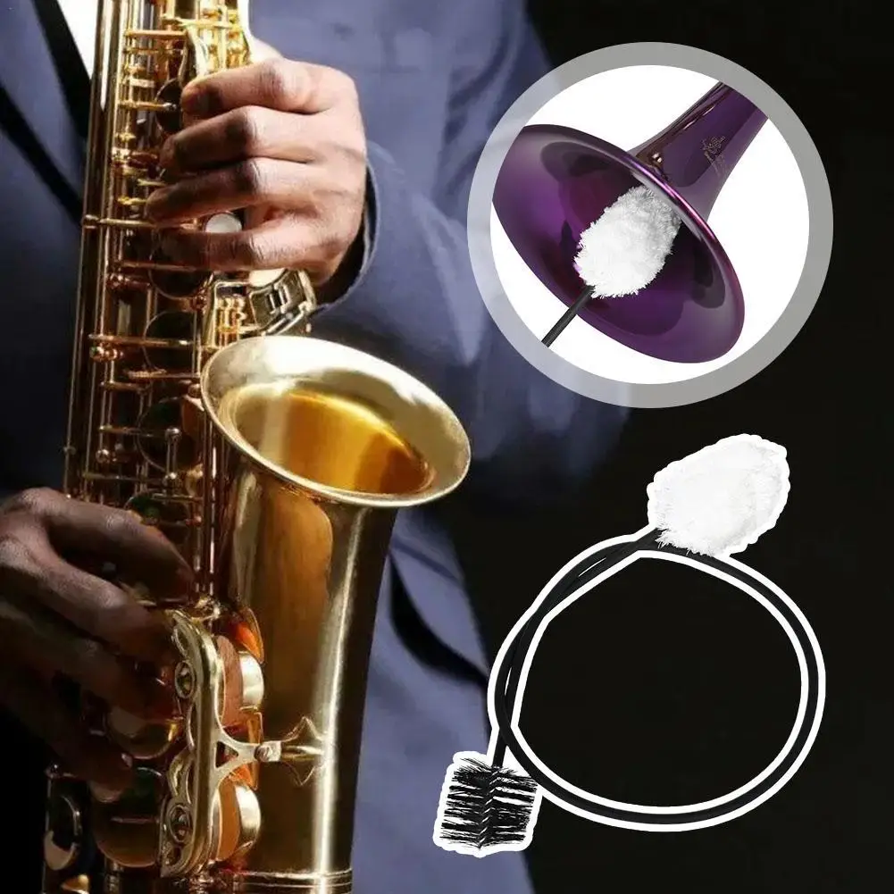 Szaxofon Tisztító Kígyó Ecset Nylon Pamut Szál Hajlított Nyakú Rugalmas Tisztító Kefe Fafúvós Hangszer Tisztító Kellékek - 0