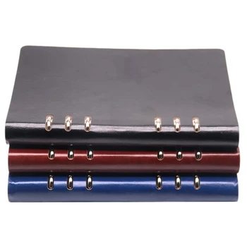 ÚJ-A5 Notebook 6 Lyuk PU Bőr borítású Notesz Laza Bőr Zseb Újratölthető Notebook Binder Gyűrűk Lap
