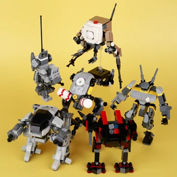 DIY Film, Játék Mecha Walker Robot Épület-Blokk, ED-209 Nyuszi F Robot Katona, Harcos Mini Modell Tégla Gyerekek Karácsonyi Ajándékok