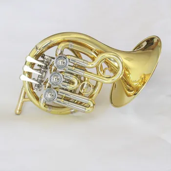 Jó ár, mini kürt kiváló minőségű francia kürt hangszer eladó arany lakkozott kürt