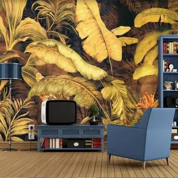 beibehang új Egyéni háttérkép, 3d falfestmények arany kókusz fa trópusi esőerdő növény cucc de parede olajfestmény, 3d háttérkép
