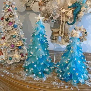 Tenger, Strand Gyanta karácsonyfa Csillag Átmenetes Kék Óceán Téma Asztali Dekoráció PVC Paszta Ablak Paszta Matricák Otthoni Dekoráció