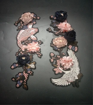madár&hal 3d Virág Hímzett Applied foltok a ruha varrás, női szoknya szövet javítás ruha Kiegészítők Diy dekoráció