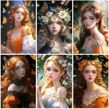 5D DIY Gyémánt Festmény Aranyos Rajzfilm Lány, Virág, Pillangó Hímzés Mozaik Kép Teljes Gyakorlat keresztszemes Készlet lakberendezés Ajándék