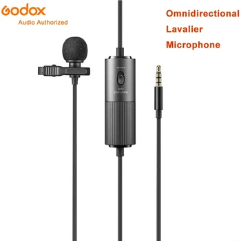 Godox LMS-60C Többirányú Csiptetős Mikrofon Interjú Találkozót Élő Streaming 6m Kábel, 3,5 MM-es TRRS Clip-on Vezetékes Mikrofon