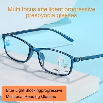 Blue Ray Blokkoló Tér Multifokális Szemüveg Anti-Kék Fény Olvasó Szemüveg Távollátás Szemüveg Férfiak Nők Iroda
