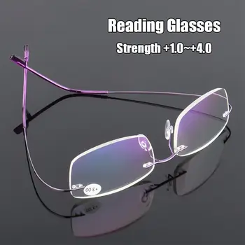 Erő +1.0~+4.0 Vision Care Szemüveg Rugalmas Presbyopic Szemüveg Memória Titán Olvasó Szemüveg Keret