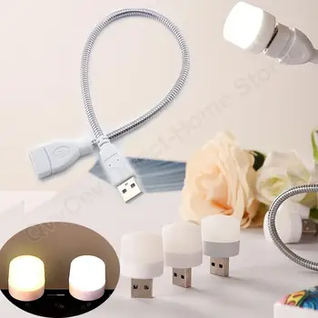 USB-Éjszakai Fény Mini LED-es Éjszakai Fény, USB Csatlakozó Lámpa Power Bank Töltés USB-Könyv Fények Kicsi, Kerek, Olvasás szemvédő Lámpák