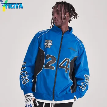 YICIYA baseball racing vasity kabát kék kabát női merénylő divat téli Design Kabát új ruhák, ruházat streewear 2023