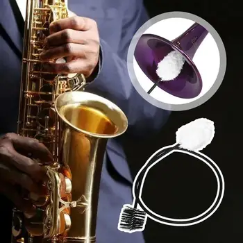 Szaxofon Tisztító Kígyó Ecset Nylon Pamut Szál Hajlított Nyakú Rugalmas Tisztító Kefe Fafúvós Hangszer Tisztító Kellékek