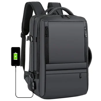 A férfi Nagy Kapacitású Hátizsák Bővíthető Férfi 17inch Laptop táska Vízálló Utazási Skálázható USB Töltés Vissza Csomag