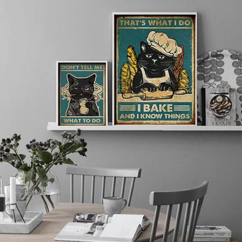 Lakberendezés Mentális Fekete Macska Poszter Ne mondd meg, mit tegyek Art Print Vintage Kész Lógni Vicces konyha Művészet Festmény Poste