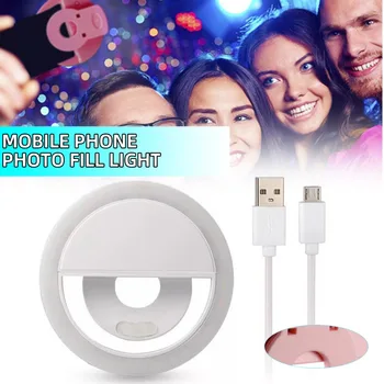 Pohiks 1db Önarcképet LED Gyűrű Hordozható USB Akkumulátor Mobiltelefon Objektív Énkép Gyűrű, Lámpák, Telefonok Tabletta