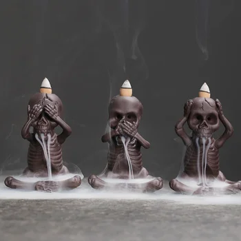 TANGPIN Kerámia Halloween Ajándék Füstölő Tartót Koponya Szellem Backflow Füstölő a Kúp | Botok Goblin Füstölő Tartót