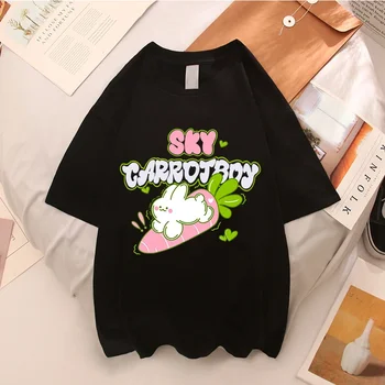 Japán Stílusú Aranyos Rabbit Női póló Y2k koreai Divat Blúz Harajuku Streetwear Maximum Aranyos Macska Nyomtatási Pár Ruházat