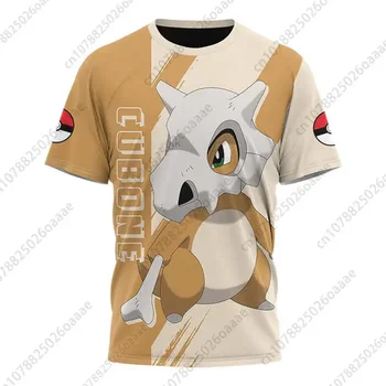 Pokemon Cubone T-shirt Fiúk Lányok Divat Harajuku Tee Pikachu Guzzlord Sport Szabadidő Gyermek Rövid Ujjú Rajzfilm póló