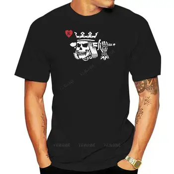 Új megérkezett tshirt Print T Shirt Mens Rövid Ujjú Forró Öngyilkos Kőr Király koponya, rajta korona póker Póló, alkalmi felsők