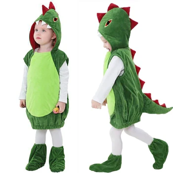 Umorden Zöld Dinoszaurusz Jelmez Kapucnis Mellény Gyerekeknek Fiú Lány Tween & Teens 3-16T a Láb Kiterjed Halloween Purim Ruhák