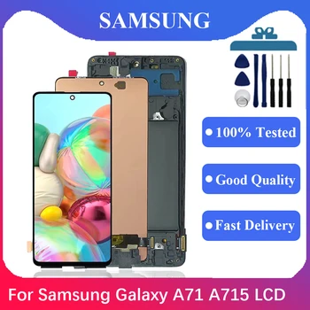 6.7 hüvelykes Super AMOLED Samsung Galaxy A71 4G Lcd Kijelző A715F A715F/DS A715W érintőképernyő Csere Digitalizáló Közgyűlés
