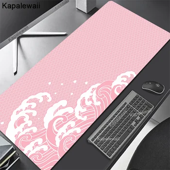 Rózsaszín, Fehér, Nagy Hullám Egér Pad XXL 100x55 Nagy Számítógép Mousepad Japán Art Cool Gaming Egér, Billentyűzet Asztal Pad Egerek Mat