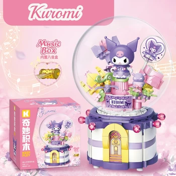 Új Keeppley Sanrio Hello Kitty A Dallam Kuromi Születésnapi Zenélő Doboz Építőkövei Összeszerelt Modell Díszek Születésnapi Ajándék