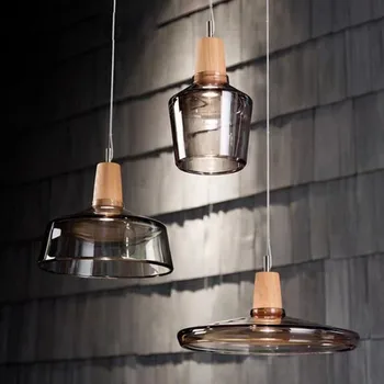 Modern Fa Medál Világítás Üveg Loft, Ipari Berendezés Északi Lógó Lámpa Lámpatest az Étkező Nappali Lámpatestek