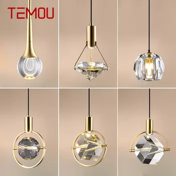 TEMOU Északi Réz Medál Fény, LED-Modern Egyszerűen Kreatív Vintage Kristály Csillár Lámpa Haza, Étkező, Hálószoba