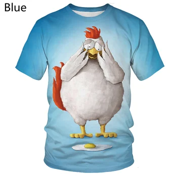 Új Meleg Eladó 2022 Semleges Divat Minta 3D Nyomtatott Póló, Vicces Hűvös Csirke póló Nyári Rövid Ujjú T-shirt