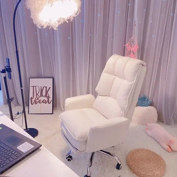 Új fehér szerencsejáték szék Kényelmes, Puha Kanapé, Hálószoba, Szék Számítógép lányok live gamer bőr irodai szék bútor