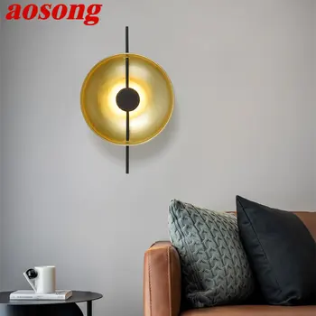 AOSONG Északi Belső Arany Fali Lámpa LED 3 Színben Modern, Egyszerű, Kreatív Gyertyatartó Fény Haza Nappali, Hálószoba Decor