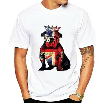 Bulldog Brit Póló Kutya Union Jack Zászló Anglia Korona Menő Ajándék Póló 138