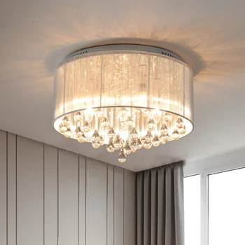 Modern, minimalista anyag mennyezeti lámpa, hálószoba kristály meleg kör kreatív, személyre szabott lámpatest