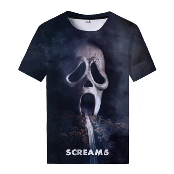 2022 Nyári Sikoly 5 Pólók Horror Film 3D-s Nyomtatási Streetwear a Férfiak a Nők a Divat kerek galléros Póló Túlméretezett Pólók Felsők Gyerekek