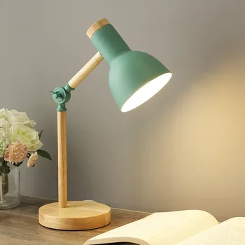 Fa Kreatív Északi asztali Lámpa, Fa Művészeti LED Viszont Fejét Egyszerű ágy mellett, asztali Lámpa/szemvédő Olvas&Hálószoba Tanulmány Lámpa E27