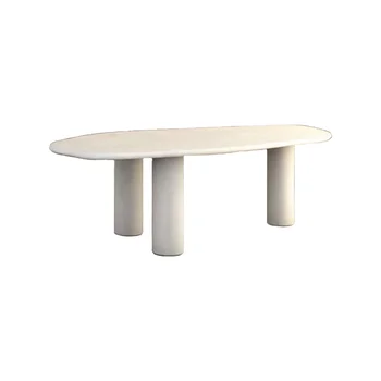 Szabálytalan felhő étkező asztal, csendes szél, különleges alakú, krém szél táblázat, kreatív tervező iroda konferencia asztal