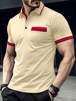 Nyári férfi rövid ujjú póló alkalmi póló hamis pocket design férfi alkalmi ing Európai plus-size