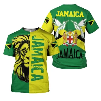 Jamaica Zászló Oroszlán Póló Férfi Felsők Póló, Harajuku Divat 3D Jamaikai Büszkeség Nyomtatás póló Női Ruházat Rövid Ujjú
