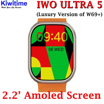 KIWITIMIE IWO ULTRA 5 W69 Plusz Intelligens Karóra 49mm Sorozat 8 2.2' Amoled Képernyő Iránytű 2GB ROM pulzusmérő Férfi Smartwatch