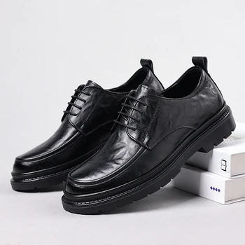 Az ember oxford Cipő csipke Pattanásos valódi Bőr Cipő Klasszikus, Kényelmes Cipő Casua Férfi Luxus Brit Stílus Hivatalos Cipő