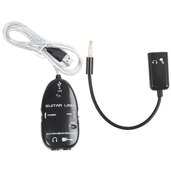 1 Db Gitár-USB Interfész Link Kábel Adapter & 1 Db 3,5 Mm-es Audio Splitter Férfi Fejhallgató + Mikrofon Adapter