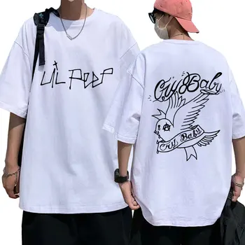 Rapper Lil Peep Baba Grafikus Póló Férfi Női Alkalmi Túlméretezett Pamut póló Divat Hip-Hop Rövid Ujjú Streetwear Y2k