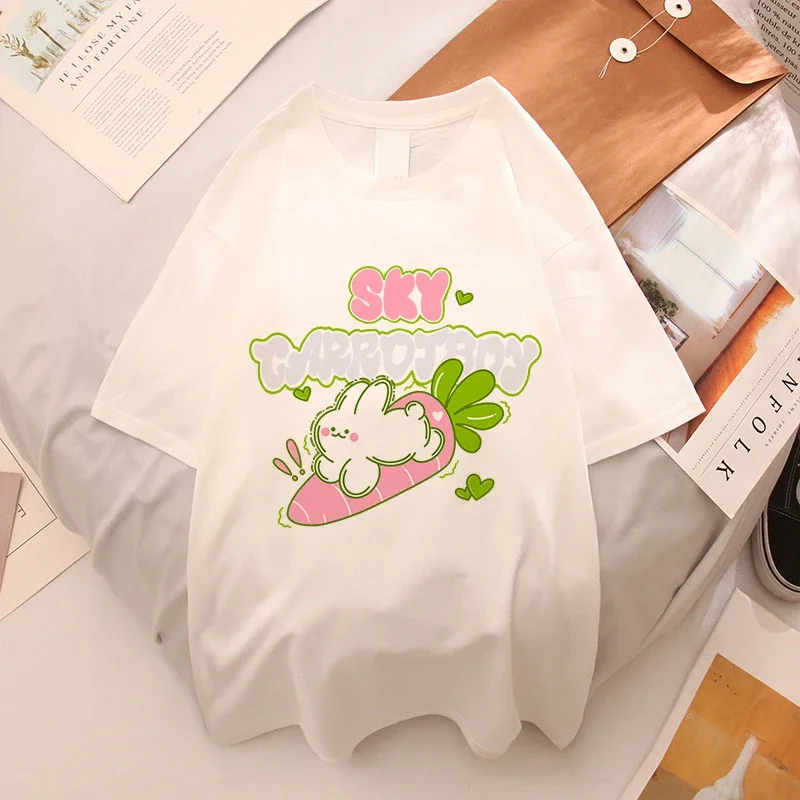 Japán Stílusú Aranyos Rabbit Női póló Y2k koreai Divat Blúz Harajuku Streetwear Maximum Aranyos Macska Nyomtatási Pár Ruházat - 1