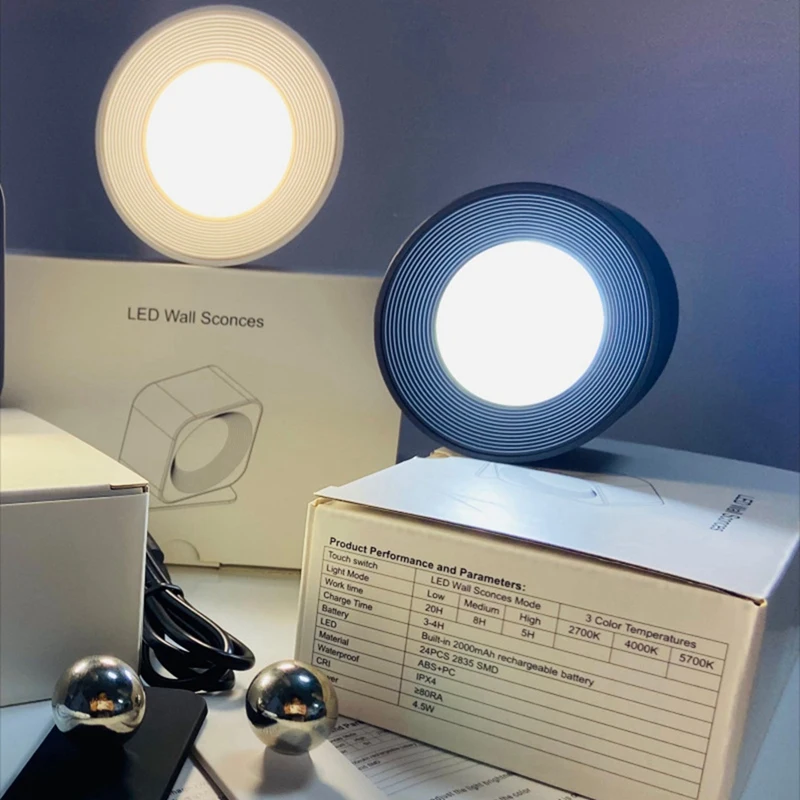 LED Fali Lámpa USB Újratölthető Távirányító, Vezeték nélküli Fali Gyertyatartó Fények Hálószoba Olvasó Lámpa - 1