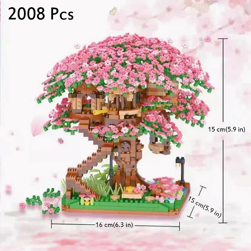 Mini Japán Sakura Fa Építőkockák Ötletek Város Cseresznyevirág Ház Mini Street View Modell Játékok Ajándék - 1