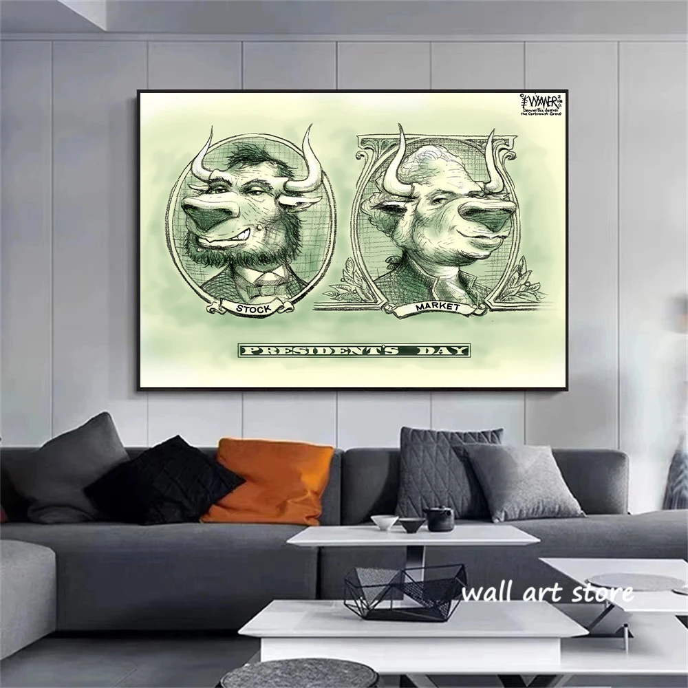 Pénzügyi Raktáron Poszter Bika Piac Medve Piac Elemzés Vászon Festmény HD Nyomtatás Modern Wall Art Kép, Nappali, lakberendezés - 1