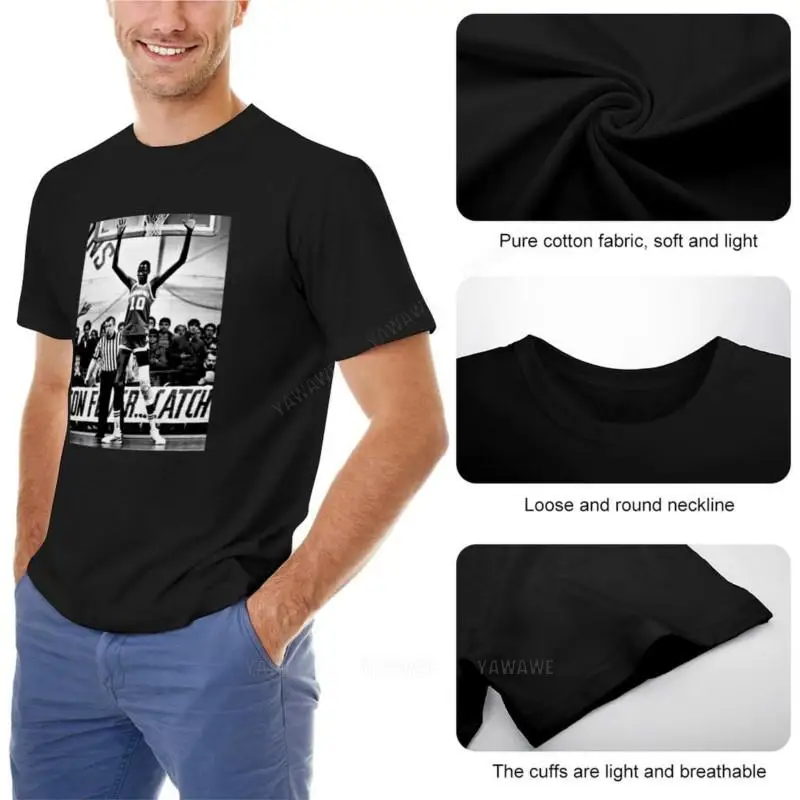 póló, férfi pamut Manute Bol T-Shirt-T-shirt rövid Túlméretezett póló, ing, grafikus póló férfi ruházat ruha fekete polót - 1