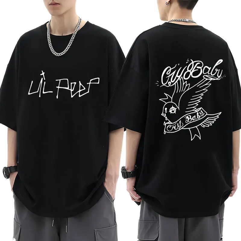 Rapper Lil Peep Baba Grafikus Póló Férfi Női Alkalmi Túlméretezett Pamut póló Divat Hip-Hop Rövid Ujjú Streetwear Y2k - 1
