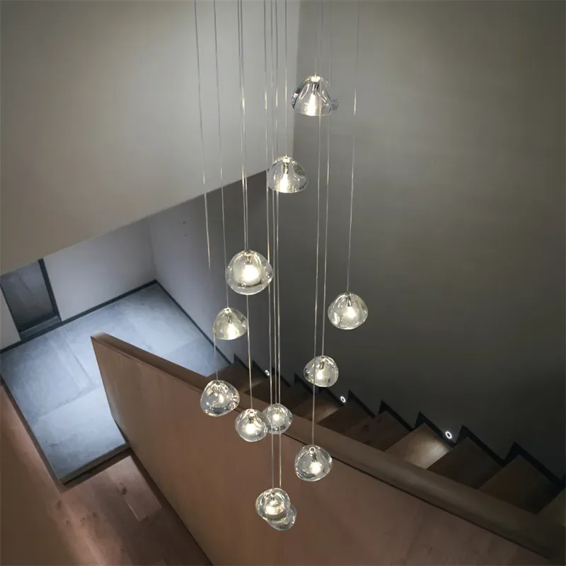 Modern Kristály LED Csillár A Lépcső Luxus Cristal Labdát Lógó Lámpa Északi vízcsepp Design Beltéri Lámpatest - 2